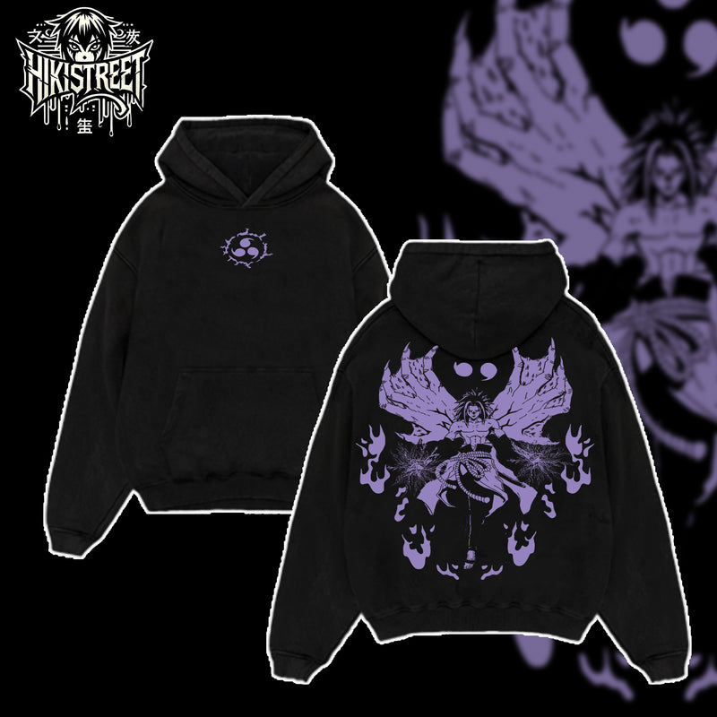 [HIKISTREET] Vintage Sasuke Demon Form Acid Washed T-Shirt, Naruto Merch, Anime Washed Oversized Tee, Aesthetic Anime Streetwear Gift