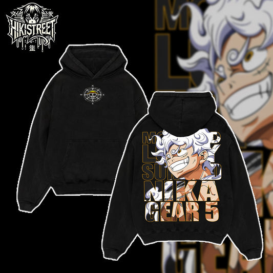 [HIKISTREET] Vintage Luffy Gear 5 V2 Acid Washed T-Shirt, One Piece Merch, Anime Washed Oversized Tee, Aesthetic Anime Streetwear Gift