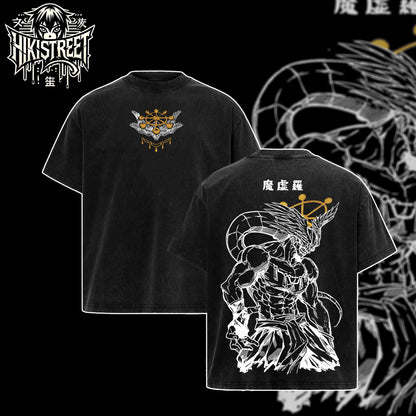 [HIKISTREET] Vintage Mahoraga Acid Washed T-Shirt, Jujutsu Kaisen Merch, Anime Washed Oversized Tee, Aesthetic Anime Streetwear Gift