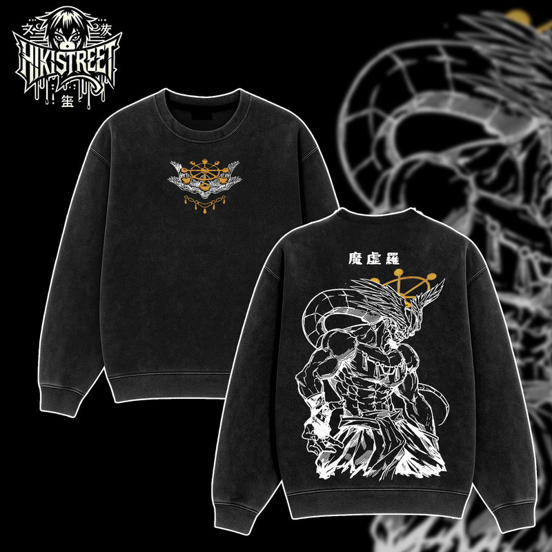 [HIKISTREET] Vintage Mahoraga Acid Washed T-Shirt, Jujutsu Kaisen Merch, Anime Washed Oversized Tee, Aesthetic Anime Streetwear Gift