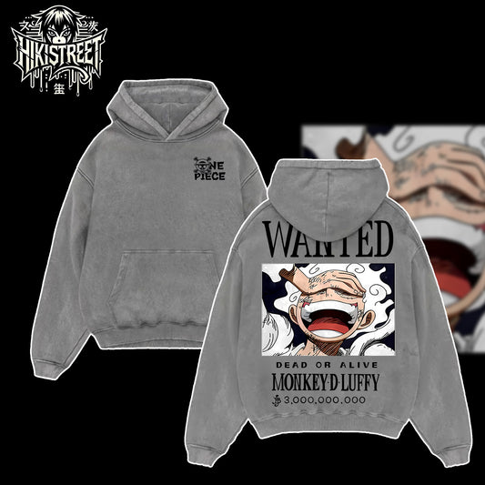 [HIKISTREET] Vintage Luffy Gear 5 V3 Acid Washed T-Shirt, One Piece Merch, Anime Washed Oversized Tee, Aesthetic Anime Streetwear Gift