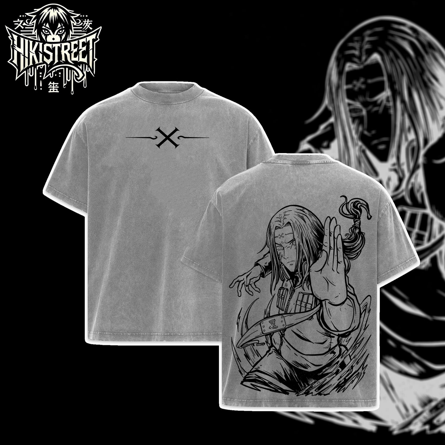 [HIKISTREET] Vintage Hyuga Neji Acid Washed T-Shirt, Naruto Merch, Anime Washed Oversized Tee, Aesthetic Anime Streetwear Gift