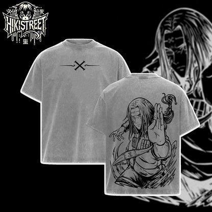 [HIKISTREET] Vintage Hyuga Neji Acid Washed T-Shirt, Naruto Merch, Anime Washed Oversized Tee, Aesthetic Anime Streetwear Gift