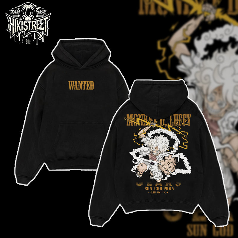 [HIKISTREET] Vintage Luffy Gear 5 V4 Acid Washed T-Shirt, One Piece Merch, Anime Washed Oversized Tee, Aesthetic Anime Streetwear Gift