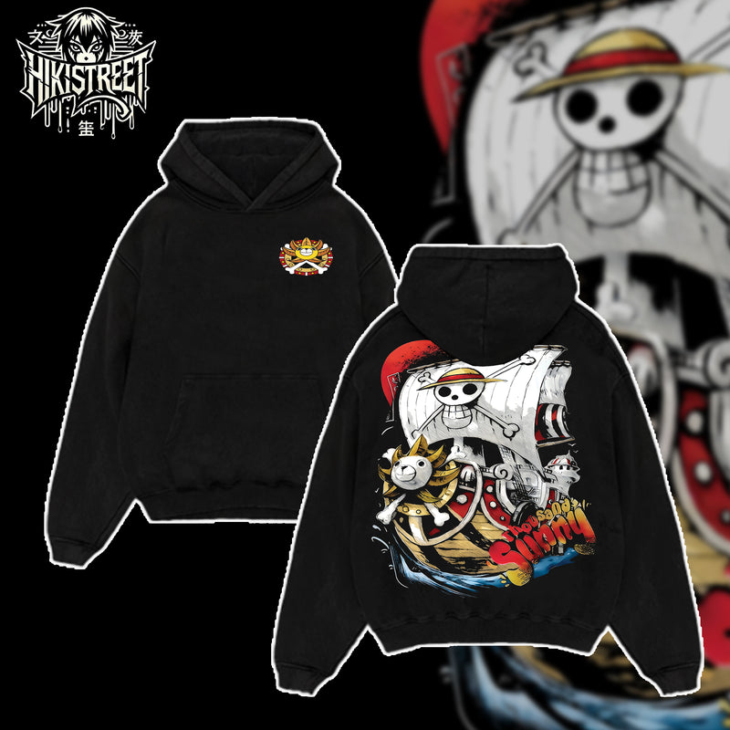 [HIKISTREET] Vintage A Thousand Sunny Acid Washed T-Shirt, One Piece Merch, Anime Washed Oversized Tee, Aesthetic Anime Streetwear Gift