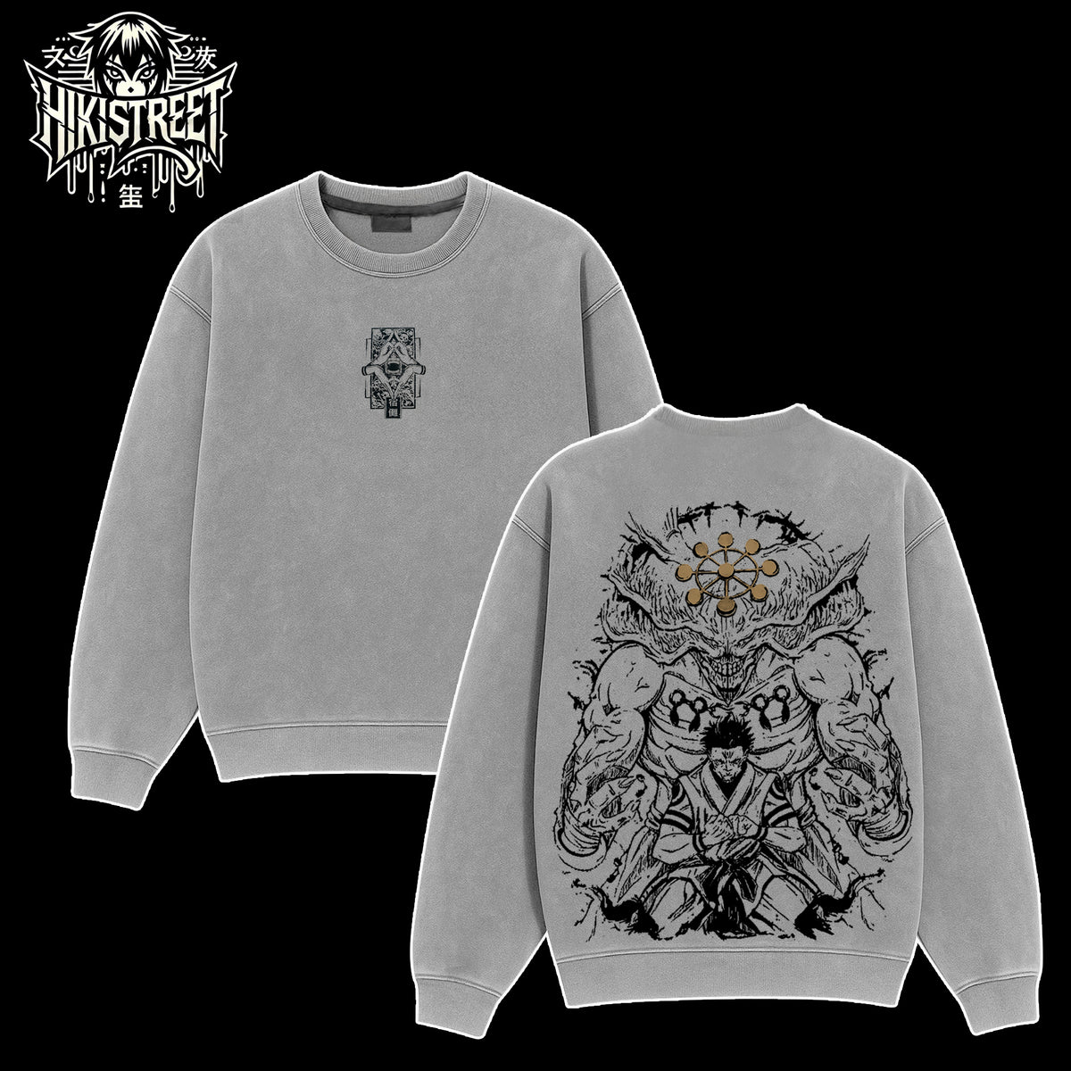 [HIKISTREET] Vintage Sukuna x Mahoraga Acid Washed T-Shirt, Jujutsu Kaisen Merch, Anime Washed Oversized Tee, Aesthetic Anime Streetwear Gift