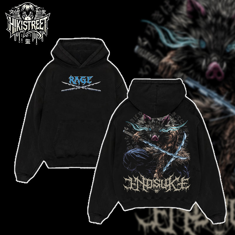 [HIKISTREET] Vintage Inosuke Hashibira Acid Washed T-Shirt, Demon Slayer Merch, Anime Washed Oversized Tee, Aesthetic Anime Streetwear Gift