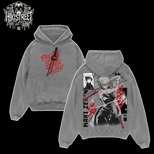 [HIKISTREET] Vintage Maki Zenin V2 Acid Washed T-Shirt, Jujutsu Kaisen Merch, Anime Washed Oversized Tee, Aesthetic Anime Streetwear Gift