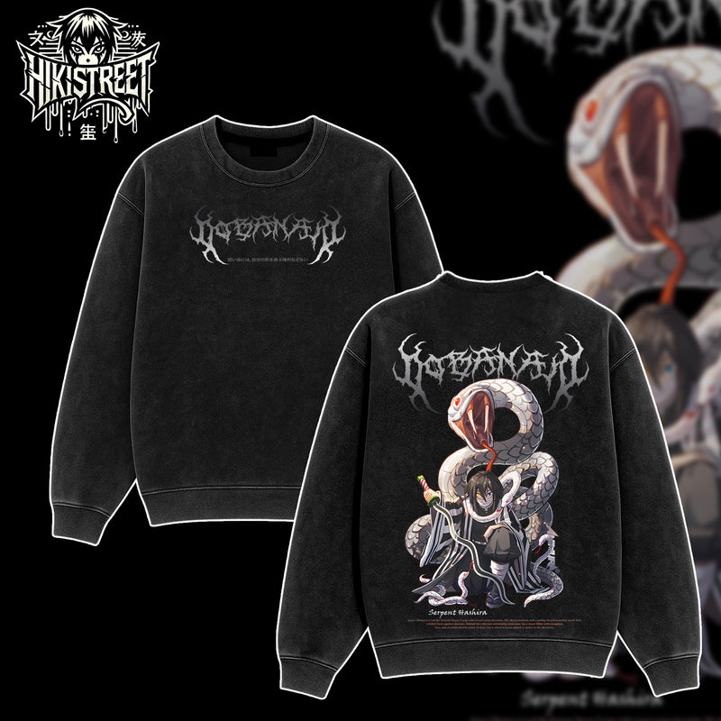 [HIKISTREET] Vintage Obanai Iguro Acid Washed T-Shirt, Demon Slayer Merch, Anime Washed Oversized Tee, Aesthetic Anime Streetwear Gift