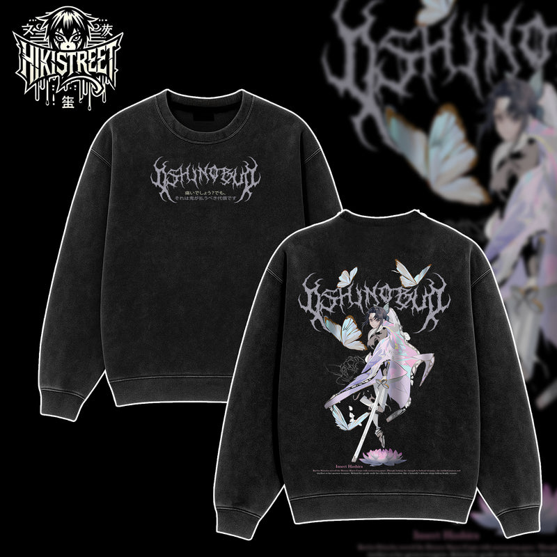 [HIKISTREET] Vintage Shinobu Kocho Acid Washed T-Shirt, Demon Slayer Merch, Anime Washed Oversized Tee, Aesthetic Anime Streetwear Gift