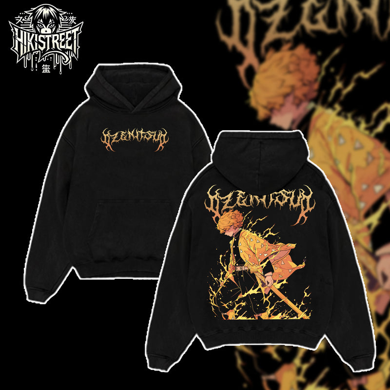 [HIKISTREET] Vintage Zenitsu Acid Washed T-Shirt, Demon Slayer Merch, Anime Washed Oversized Tee, Aesthetic Anime Streetwear Gift