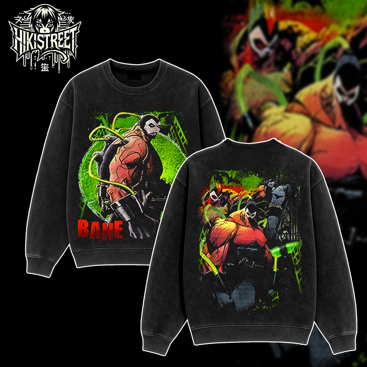 [HIKISTREET] Vintage Bane Acid Washed T-Shirt, DC Merch, Comics Washed Oversized Tee, Aesthetic Comics Streetwear Gift