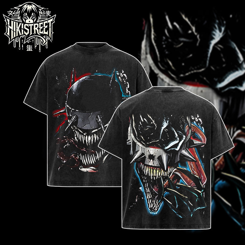 [HIKISTREET] Vintage The Bat Who Laugh Acid Washed T-Shirt, DC Merch, Comics Washed Oversized Tee, Aesthetic Comics Streetwear Gift