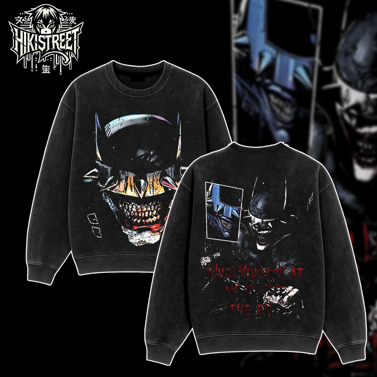 [HIKISTREET] Vintage The Bat Who Laugh V2 Acid Washed T-Shirt, DC Merch, Comics Washed Oversized Tee, Aesthetic Comics Streetwear Gift