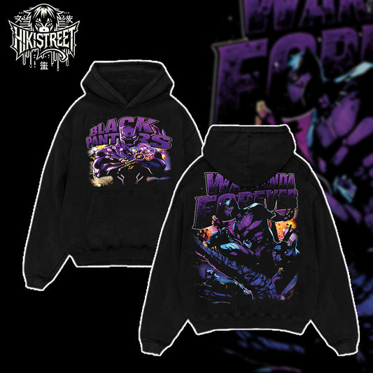 [HIKISTREET] Vintage Black Panther Acid Washed T-Shirt, MCU Merch, Comics Washed Oversized Tee, Aesthetic Comics Streetwear Gift
