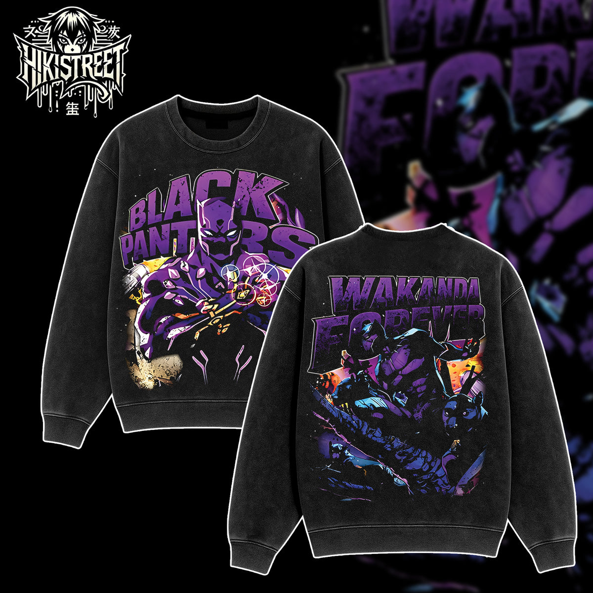 [HIKISTREET] Vintage Black Panther Acid Washed T-Shirt, MCU Merch, Comics Washed Oversized Tee, Aesthetic Comics Streetwear Gift