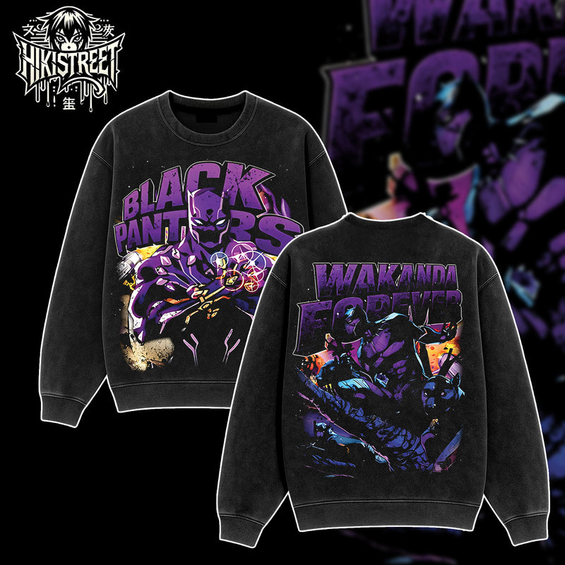 [HIKISTREET] Vintage Black Panther Acid Washed T-Shirt, MCU Merch, Comics Washed Oversized Tee, Aesthetic Comics Streetwear Gift