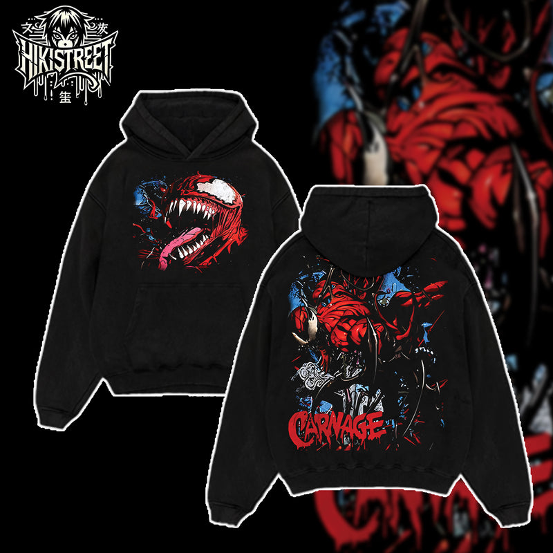[HIKISTREET] Vintage Carnage Acid Washed T-Shirt, MCU Merch, Comics Washed Oversized Tee, Aesthetic Comics Streetwear Gift