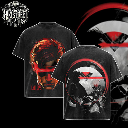 [HIKISTREET] Vintage Cyclops Acid Washed T-Shirt, MCU Merch, Comics Washed Oversized Tee, Aesthetic Comics Streetwear Gift