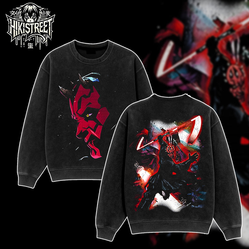 [HIKISTREET] Vintage Darth Maul Acid Washed T-Shirt, Star Wars Merch, Movies Washed Oversized Tee, Aesthetic Movies Streetwear Gift