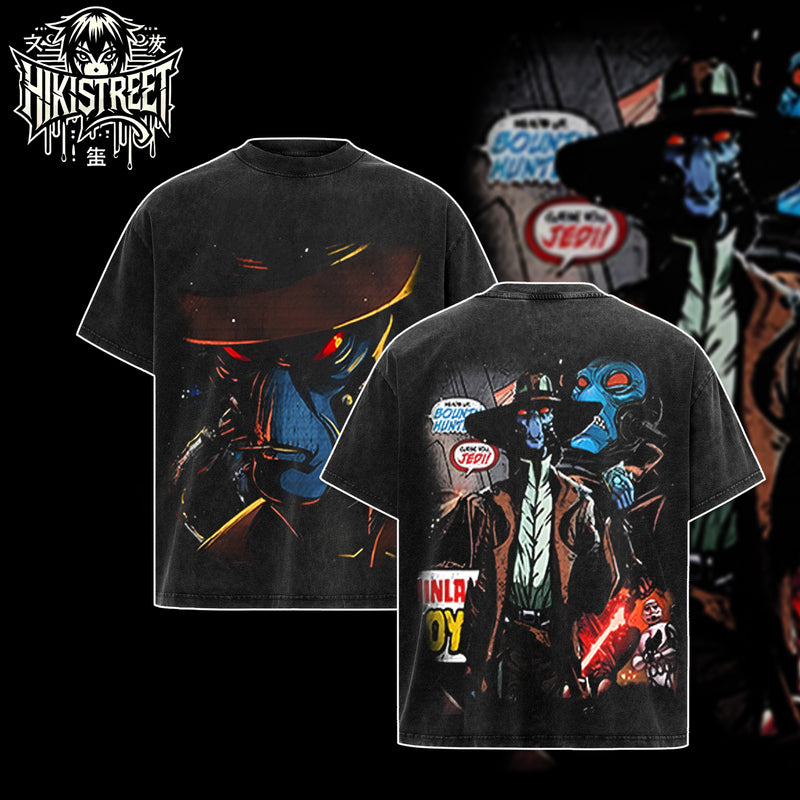 [HIKISTREET] Vintage Cad Bane Acid Washed T-Shirt, Star Wars Merch, Movies Washed Oversized Tee, Aesthetic Movies Streetwear Gift