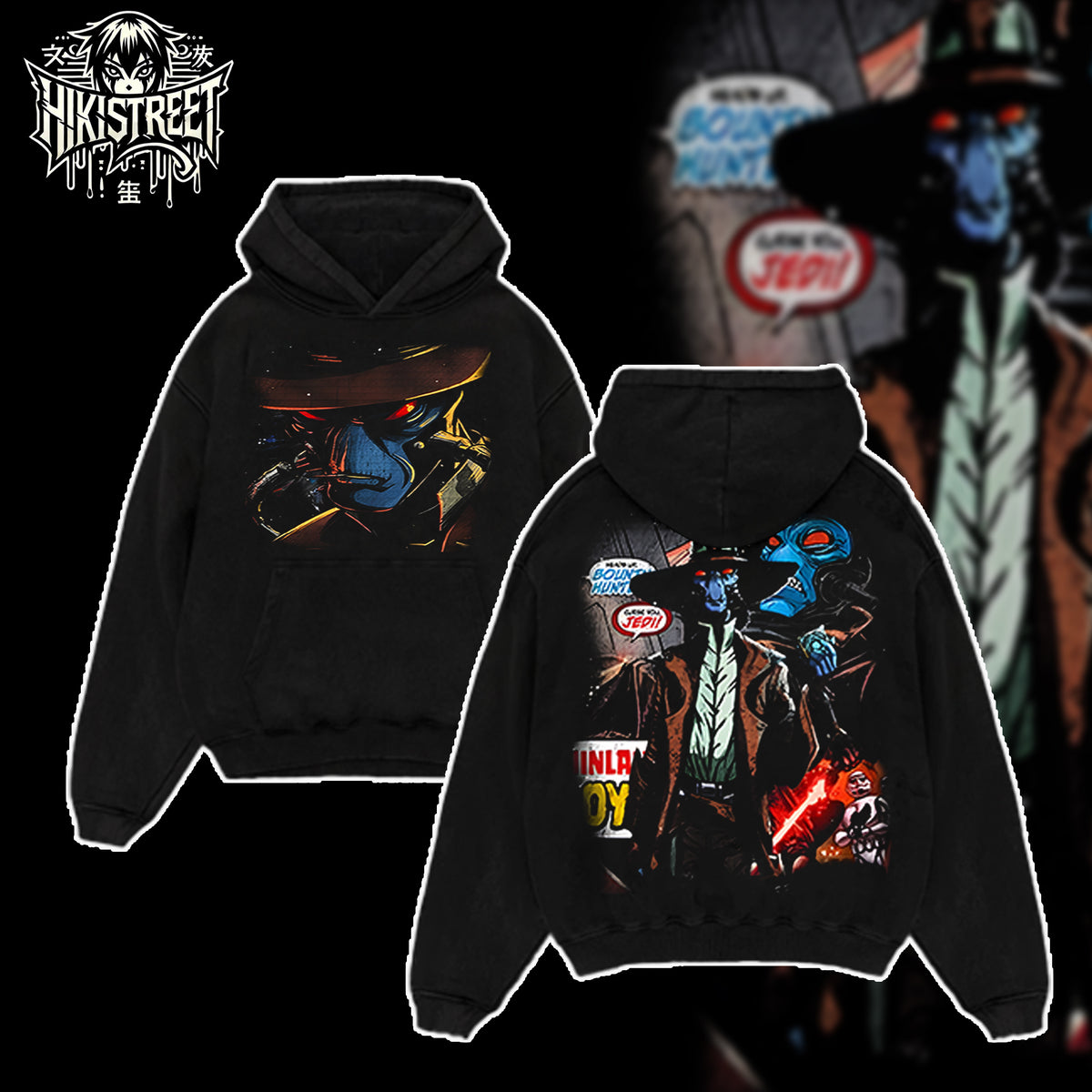 [HIKISTREET] Vintage Cad Bane Acid Washed T-Shirt, Star Wars Merch, Movies Washed Oversized Tee, Aesthetic Movies Streetwear Gift