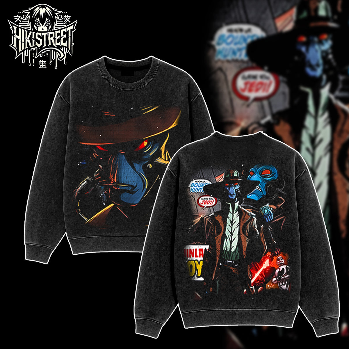 [HIKISTREET] Vintage Cad Bane Acid Washed T-Shirt, Star Wars Merch, Movies Washed Oversized Tee, Aesthetic Movies Streetwear Gift