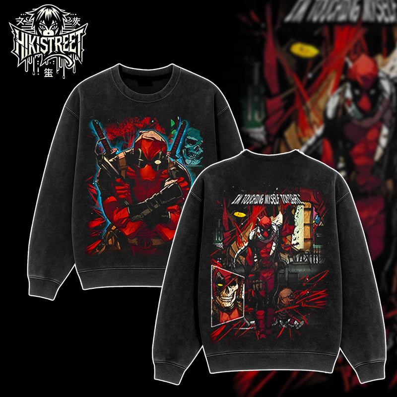 [HIKISTREET] Vintage Deadpool Acid Washed T-Shirt, MCU Merch, Comics Washed Oversized Tee, Aesthetic Comics Streetwear Gift