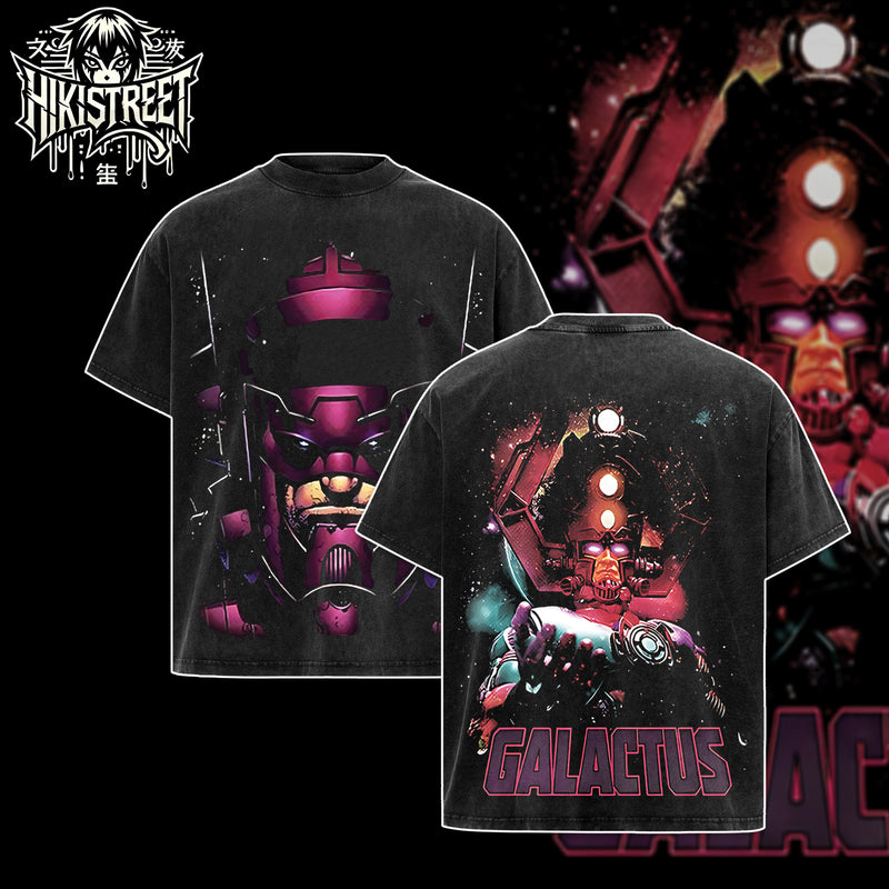 [HIKISTREET] Vintage Galactus Acid Washed T-Shirt, MCU Merch, Comics Washed Oversized Tee, Aesthetic Comics Streetwear Gift