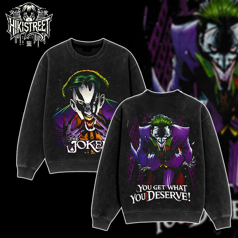 [HIKISTREET] Vintage Joker Acid Washed T-Shirt, DC Merch, Comics Washed Oversized Tee, Aesthetic Comics Streetwear Gift