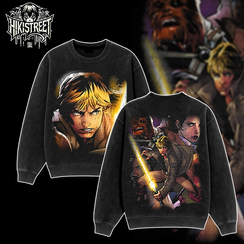 [HIKISTREET] Vintage Luke Skywalker Acid Washed T-Shirt, Star Wars Merch, Movies Washed Oversized Tee, Aesthetic Movies Streetwear Gift