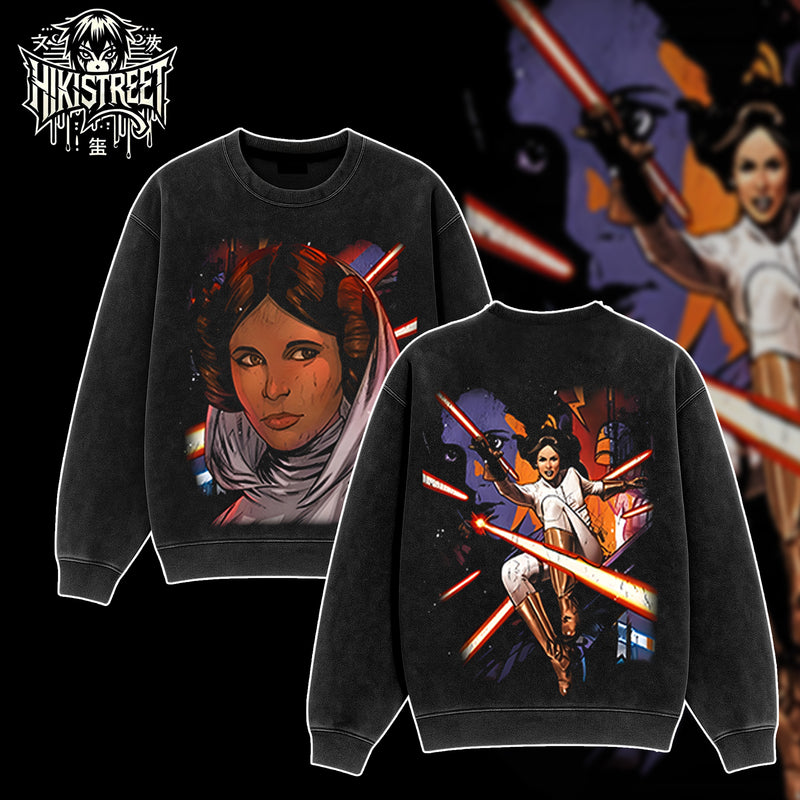 [HIKISTREET] Vintage Princess Leia Acid Washed T-Shirt, Star Wars Merch, Movies Washed Oversized Tee, Aesthetic Movies Streetwear Gift