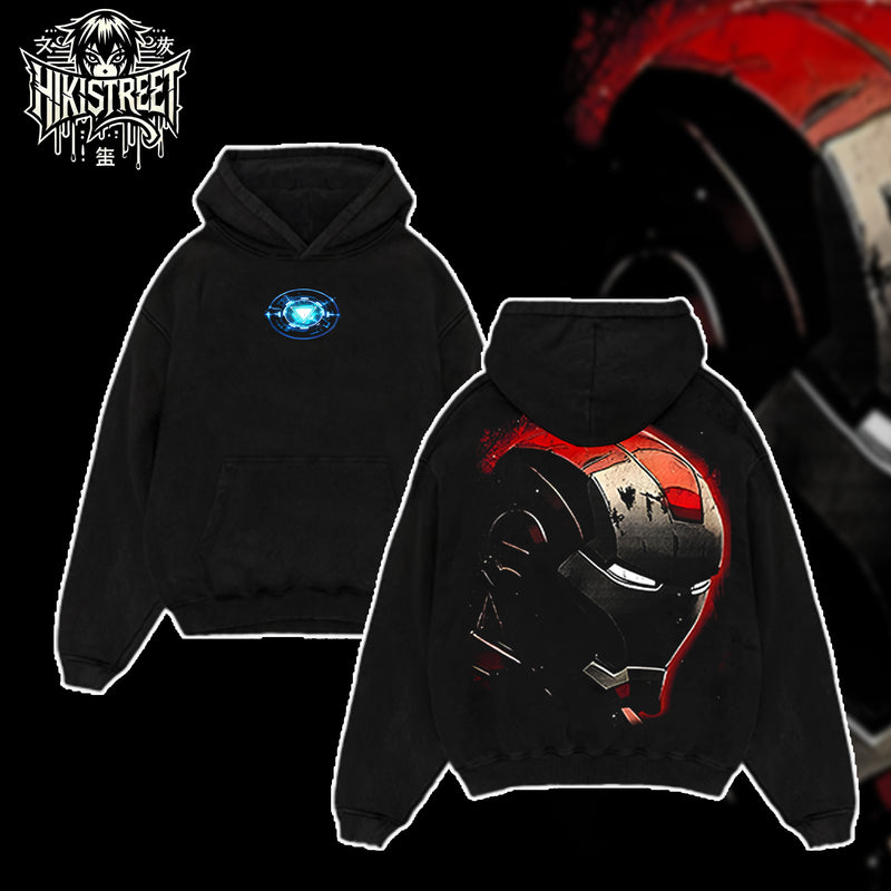 [HIKISTREET] Vintage Iron Man Acid Washed T-Shirt, MCU Merch, Comics Washed Oversized Tee, Aesthetic Comics Streetwear Gift