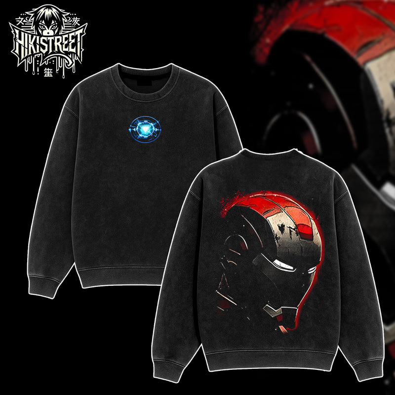 [HIKISTREET] Vintage Iron Man Acid Washed T-Shirt, MCU Merch, Comics Washed Oversized Tee, Aesthetic Comics Streetwear Gift
