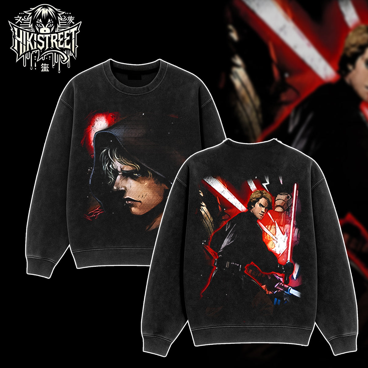 [HIKISTREET] Vintage Anakin Skywalker Acid Washed T-Shirt, Star Wars Merch, Movies Washed Oversized Tee, Aesthetic Movies Streetwear Gift