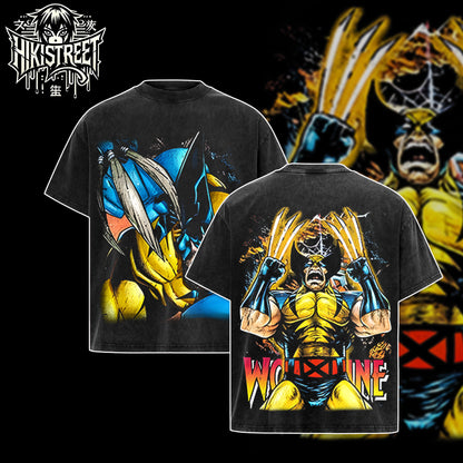 [HIKISTREET] Vintage Wolverine V2 Acid Washed T-Shirt, MCU Merch, Comics Washed Oversized Tee, Aesthetic Comics Streetwear Gift