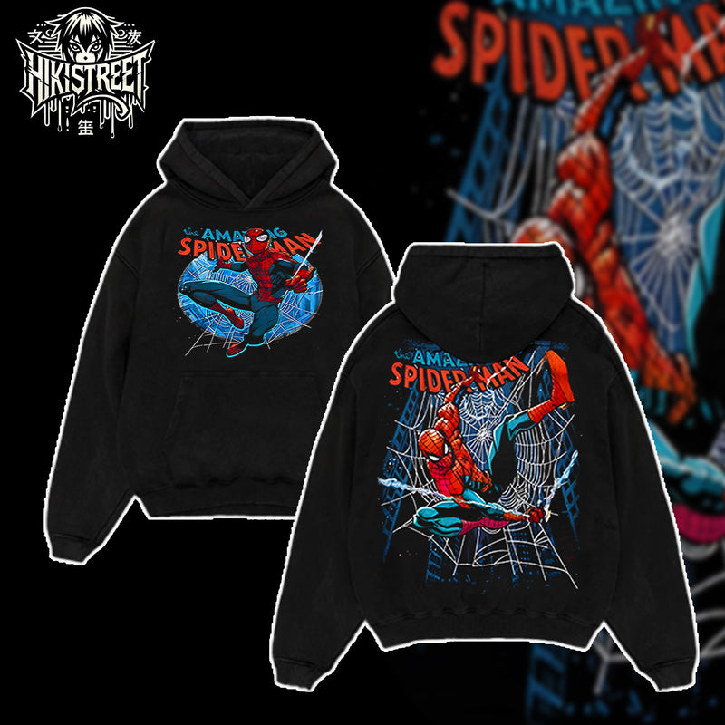 [HIKISTREET] Vintage Spider Man Acid Washed T-Shirt, MCU Merch, Comics Washed Oversized Tee, Aesthetic Comics Streetwear Gift