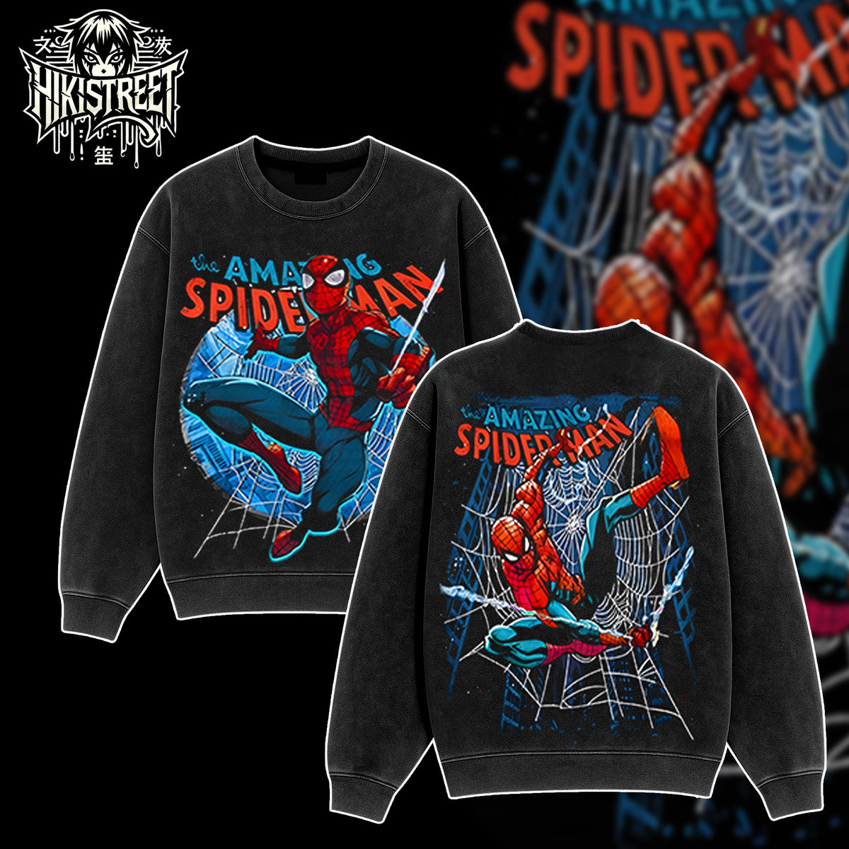[HIKISTREET] Vintage Spider Man Acid Washed T-Shirt, MCU Merch, Comics Washed Oversized Tee, Aesthetic Comics Streetwear Gift