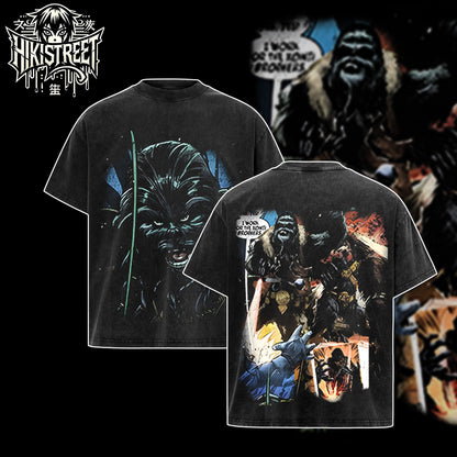 [HIKISTREET] Vintage Wampa Acid Washed T-Shirt, Star Wars Merch, Movies Washed Oversized Tee, Aesthetic Movies Streetwear Gift