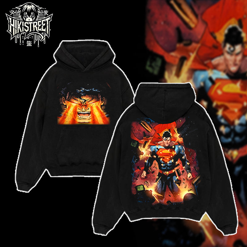 [HIKISTREET] Vintage Super Man Acid Washed T-Shirt, DC Merch, Comics Washed Oversized Tee, Aesthetic Comics Streetwear Gift