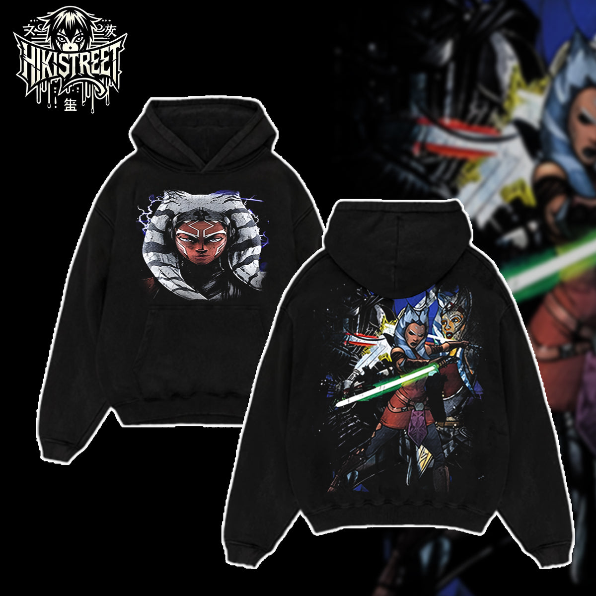 [HIKISTREET] Vintage Ahsoka Tano Acid Washed T-Shirt, Star Wars Merch, Movies Washed Oversized Tee, Aesthetic Movies Streetwear Gift