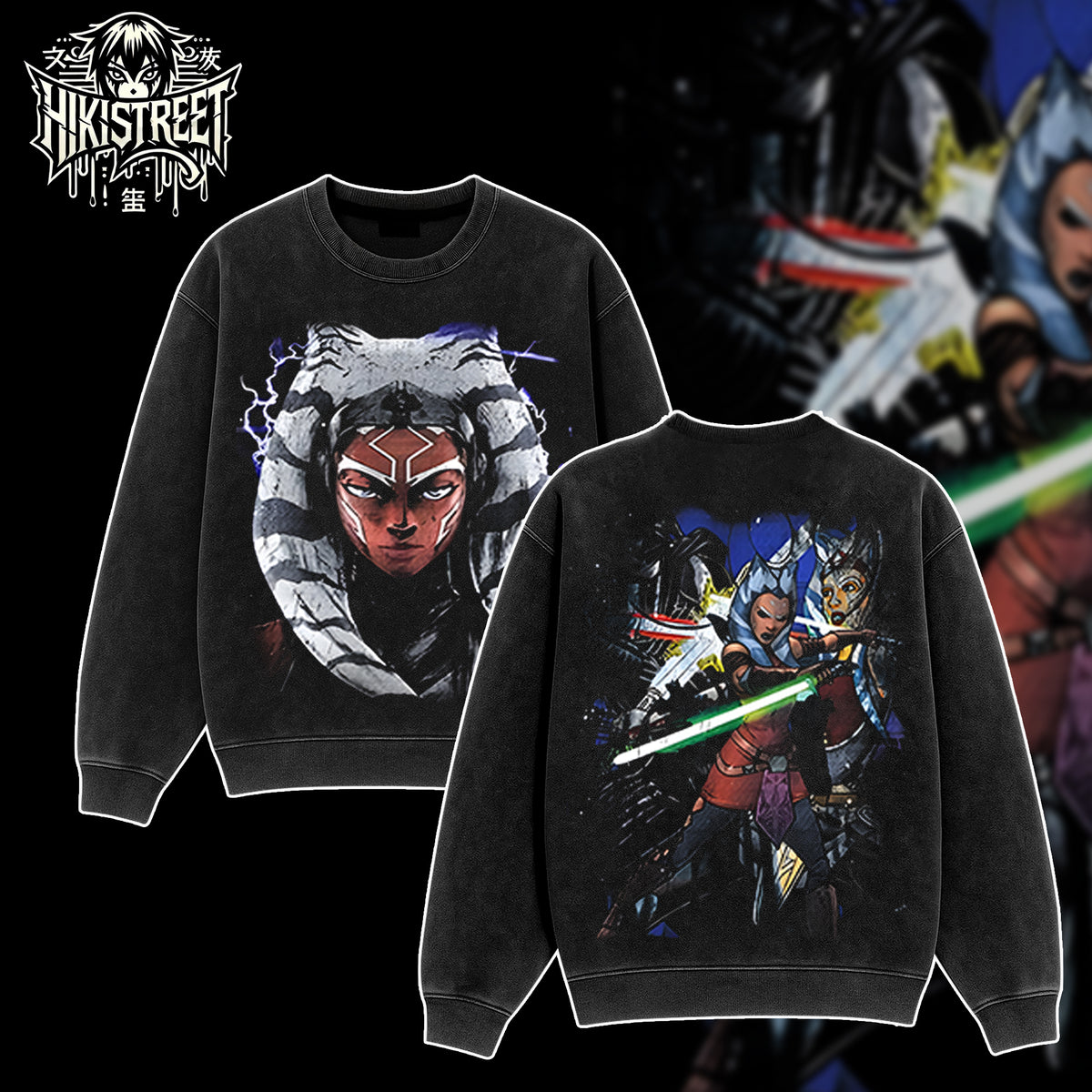 [HIKISTREET] Vintage Ahsoka Tano Acid Washed T-Shirt, Star Wars Merch, Movies Washed Oversized Tee, Aesthetic Movies Streetwear Gift