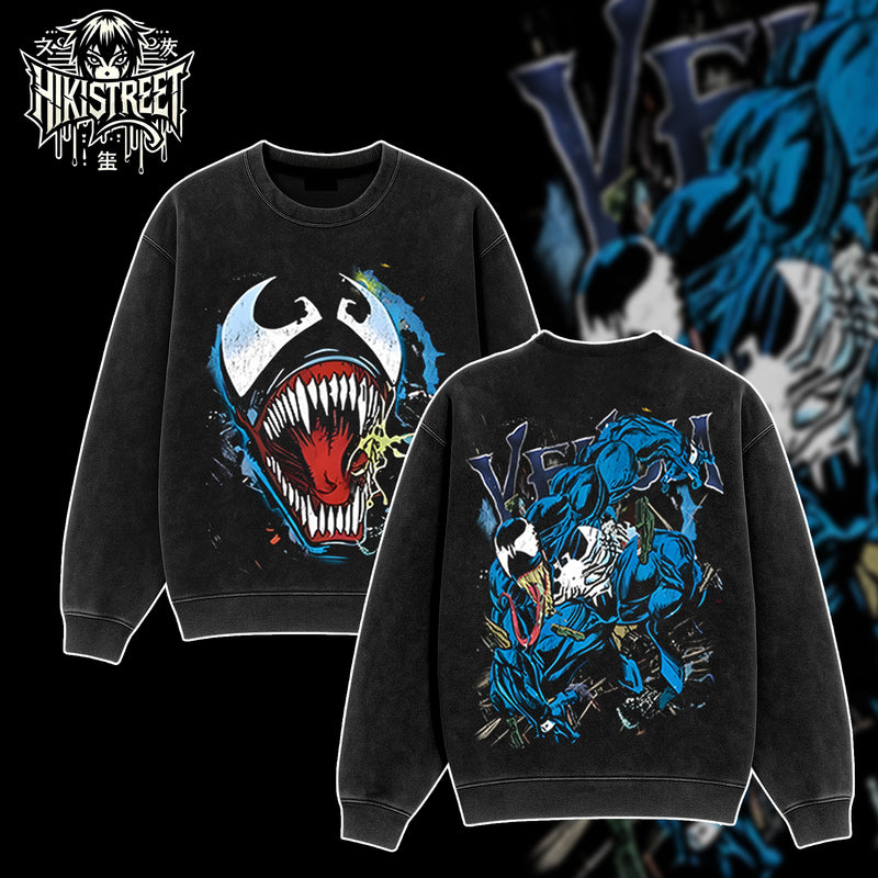 [HIKISTREET] Vintage Venom Acid Washed T-Shirt, MCU Merch, Comics Washed Oversized Tee, Aesthetic Comics Streetwear Gift