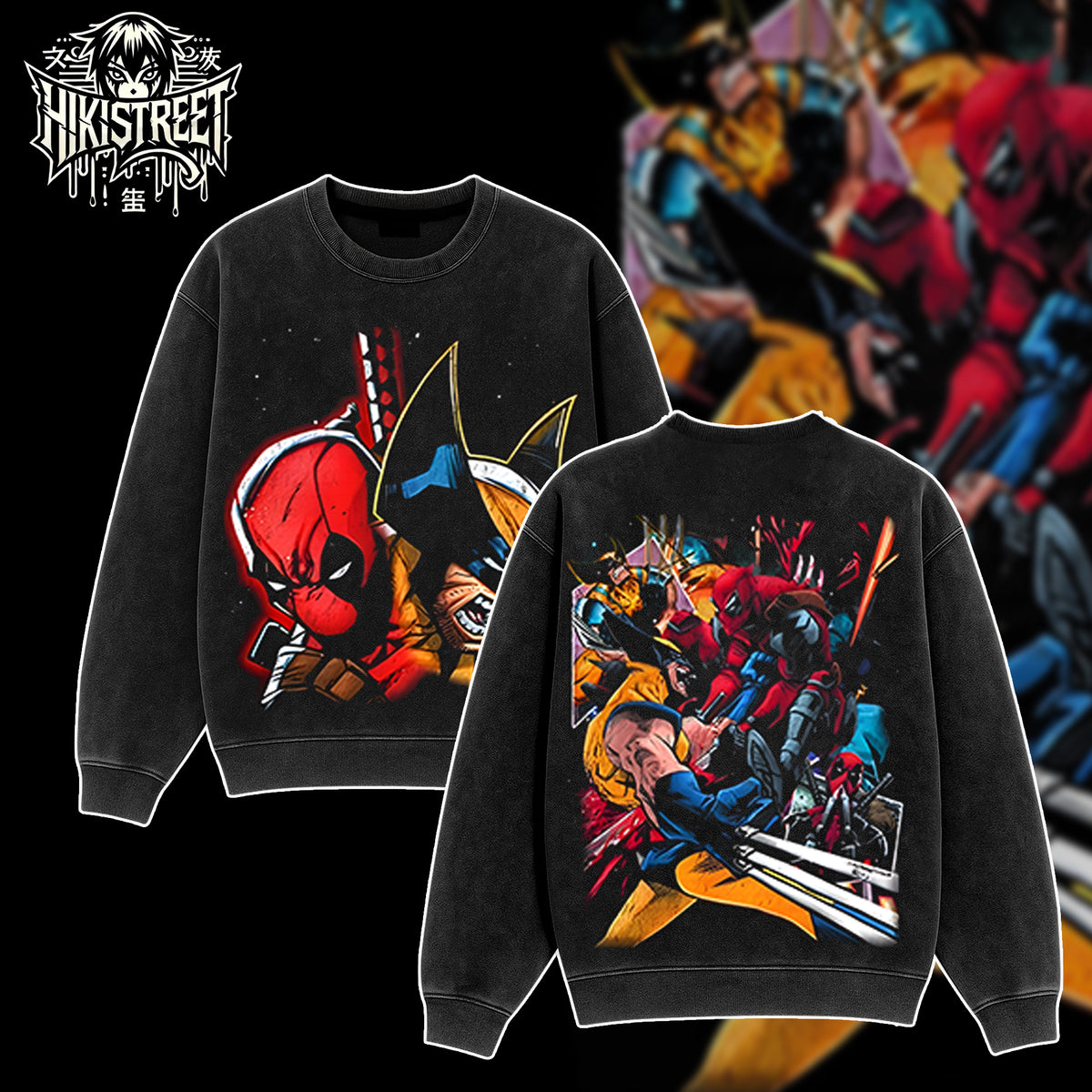 [HIKISTREET] Vintage Deadpool & Wolverine Acid Washed T-Shirt, MCU Merch, Comics Washed Oversized Tee, Aesthetic Comics Streetwear Gift