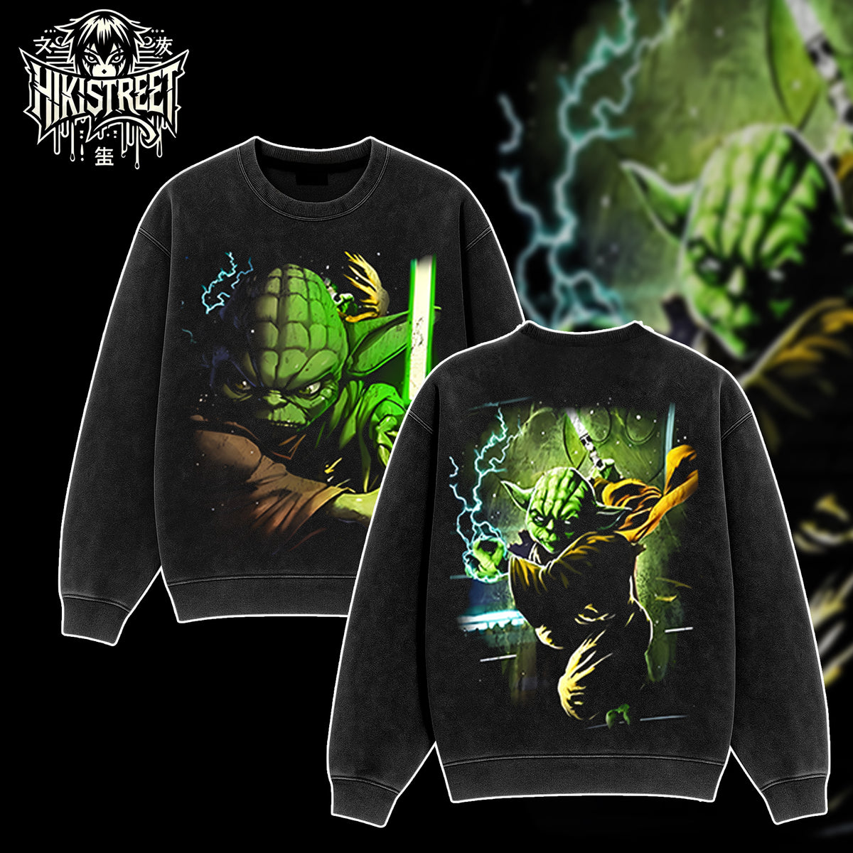 [HIKISTREET] Vintage Yoda Acid Washed T-Shirt, Star Wars Merch, Movies Washed Oversized Tee, Aesthetic Movies Streetwear Gift