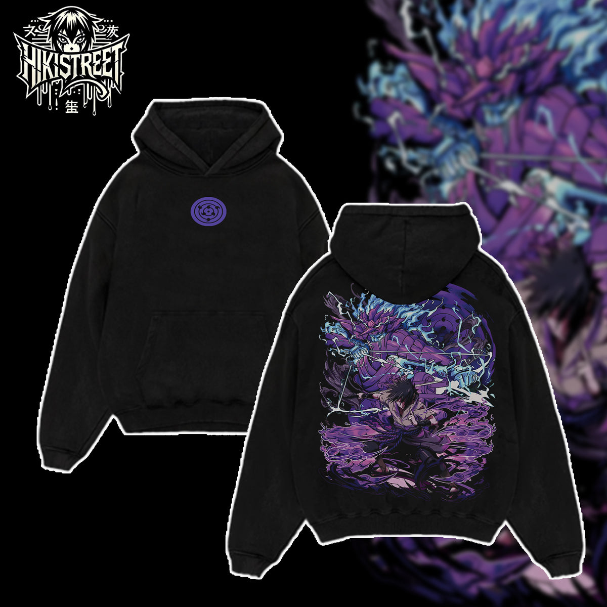 [HIKISTREET] Vintage Sasuke Susano Acid Washed T-Shirt, Naruto Merch, Anime Washed Oversized Tee, Aesthetic Anime Streetwear Gift