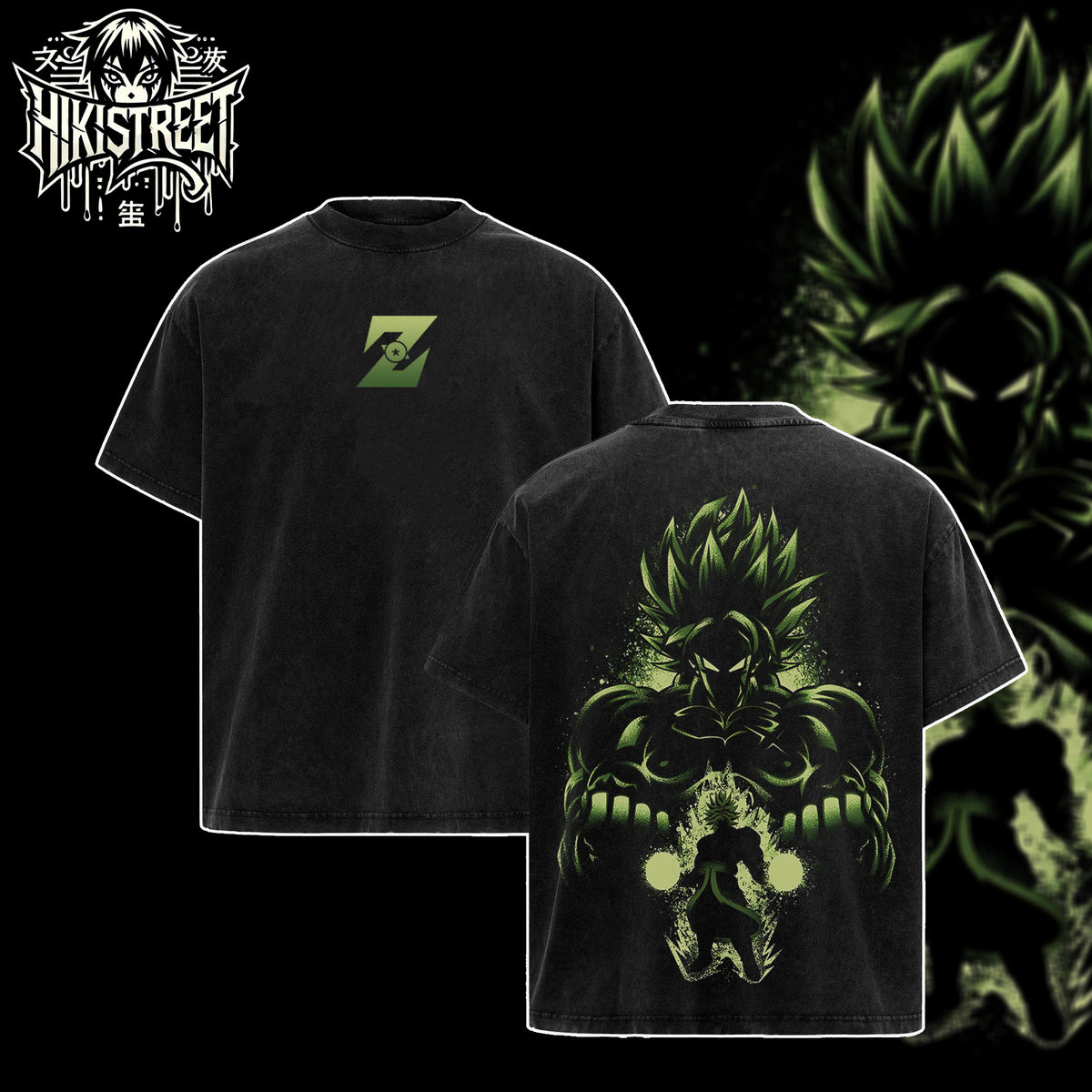 [HIKISTREET] Vintage Broly Acid Washed T-Shirt, Dragon Ball Merch, Anime Washed Oversized Tee, Aesthetic Anime Streetwear Gift