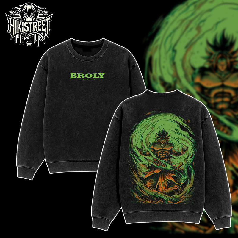 [HIKISTREET] Vintage Broly V2 Acid Washed T-Shirt, Dragon Ball Merch, Anime Washed Oversized Tee, Aesthetic Anime Streetwear Gift