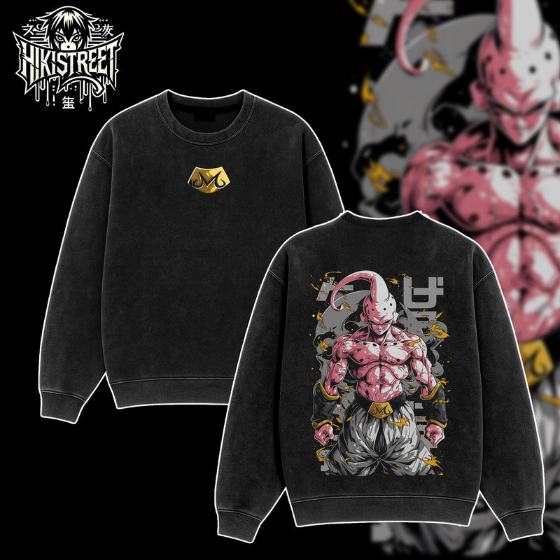 [HIKISTREET] Vintage Majin Buu Acid Washed T-Shirt, Dragon Ball Merch, Anime Washed Oversized Tee, Aesthetic Anime Streetwear Gift