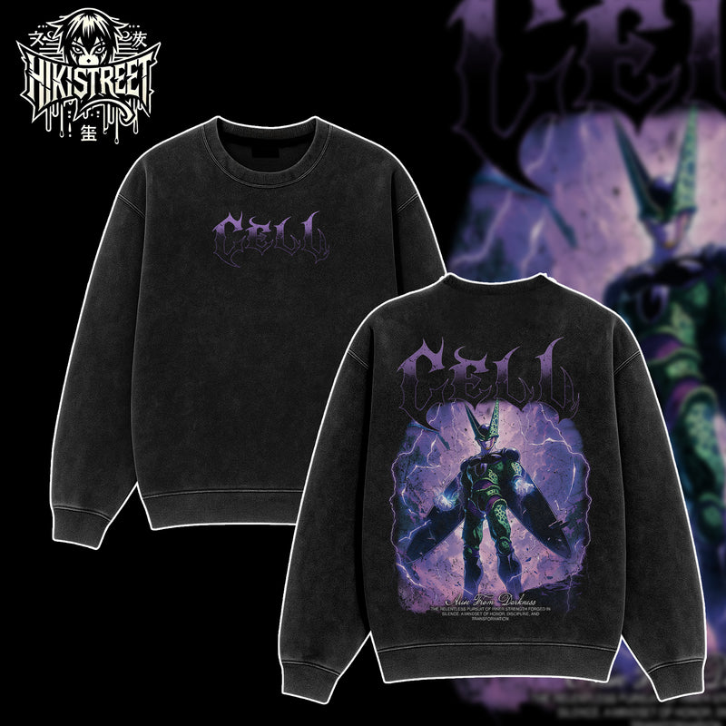[HIKISTREET] Vintage Cell Acid Washed T-Shirt, Dragon Ball Merch, Anime Washed Oversized Tee, Aesthetic Anime Streetwear Gift